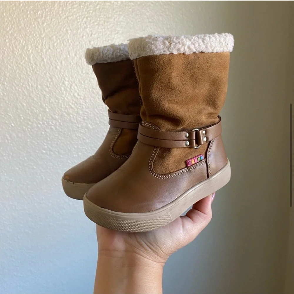 Andrea Side Zipper Toddler Brown High Boots